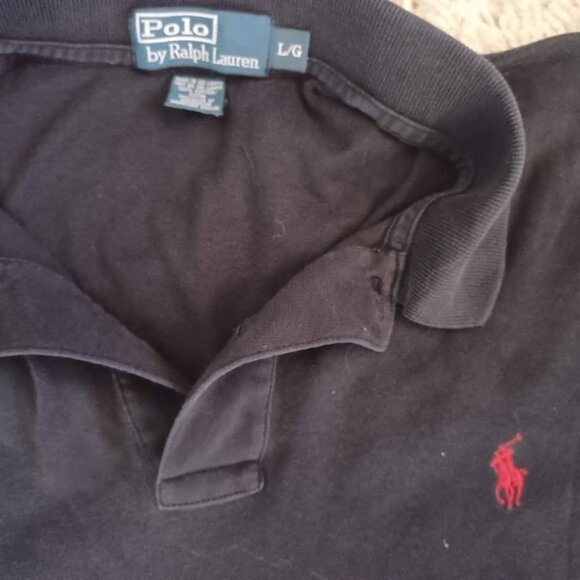 Ralph Lauren Polo Shirt Men’s L Black Red Pony 100% Cotton Classic Fit - Picture 3 of 5